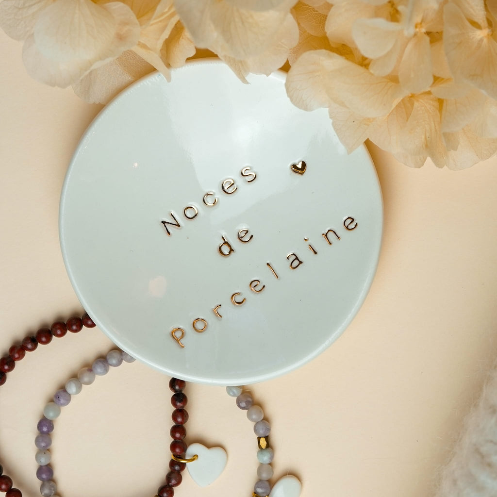 coupelle à bijoux noces de porcelaine cadeau pour 20 ans de mariage